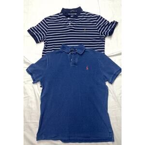 Lot Of 2 Polo Ralph Lauren Custom Fit Polo Shirt Men’s L Navy Shorts Sleeve